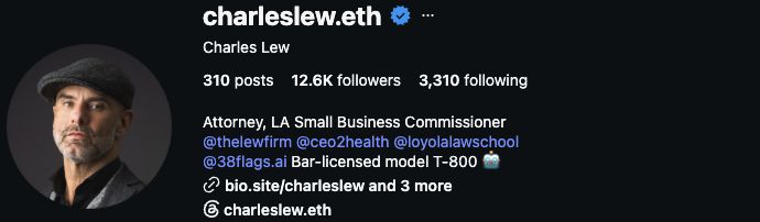 Public profile header: Charles Lew · Our starting point